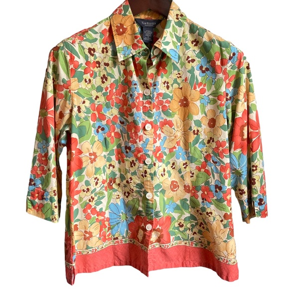Retro Van Heusen Floral Top M - Picture 2 of 5